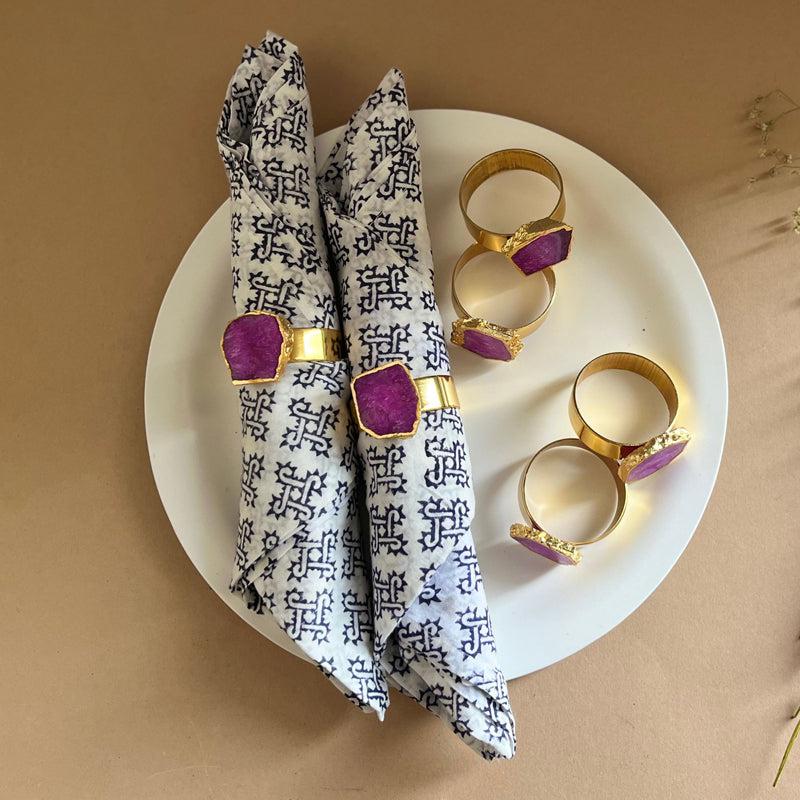 Buy Suzzaine Handcrafted Agate Napkin Rings (Pink) - Set Of Six Napkin Rings from Vaaree