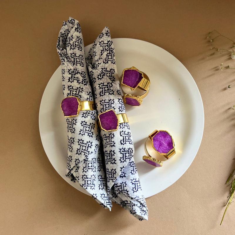 Buy Suzzaine Handcrafted Agate Napkin Rings (Pink) - Set Of Six Napkin Rings from Vaaree