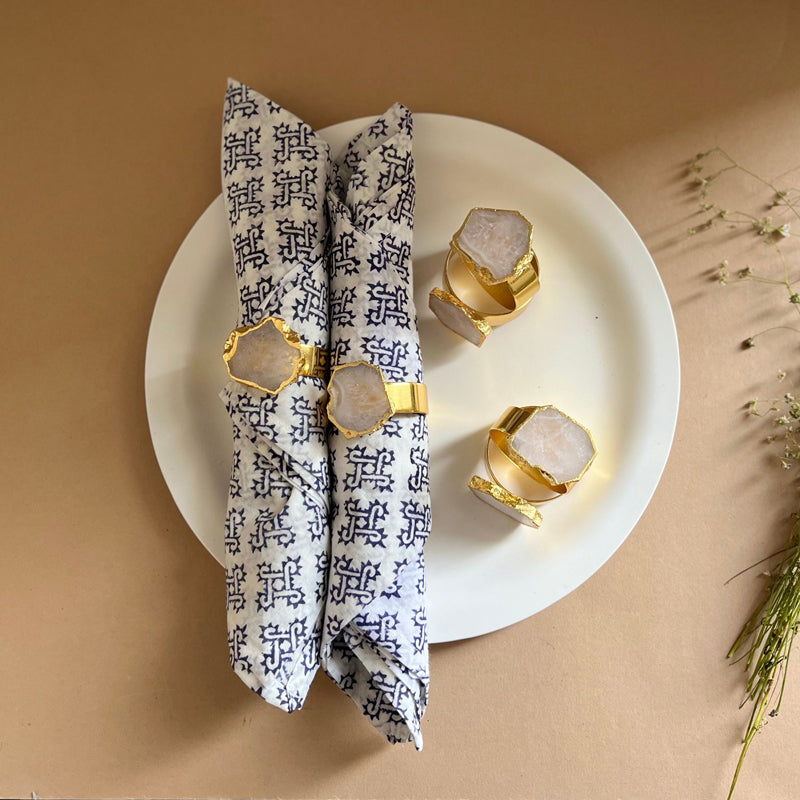 Napkin Ring - Suzzaine Handcrafted Agate Napkin Rings (White) - Set Of Six