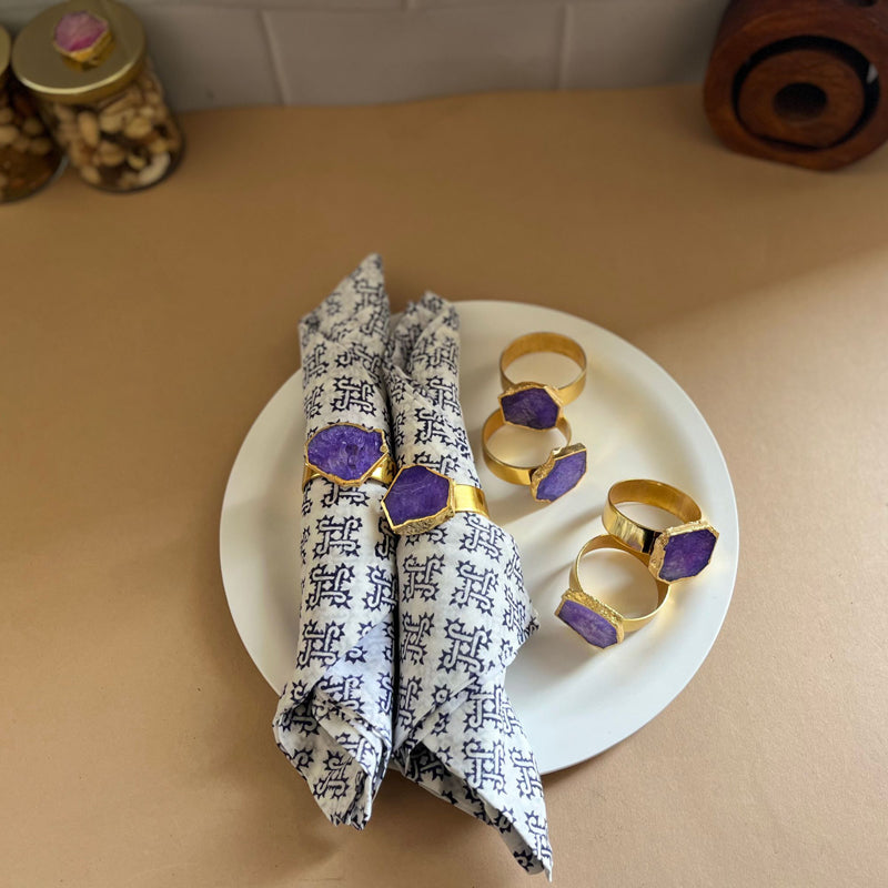 Napkin Ring - Suzzaine Handcrafted Agate Napkin Rings (Purple) - Set Of Six