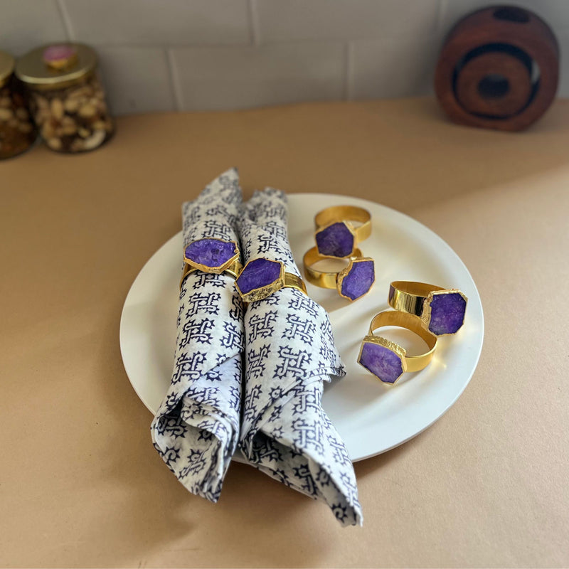 Napkin Ring - Suzzaine Handcrafted Agate Napkin Rings (Purple) - Set Of Six