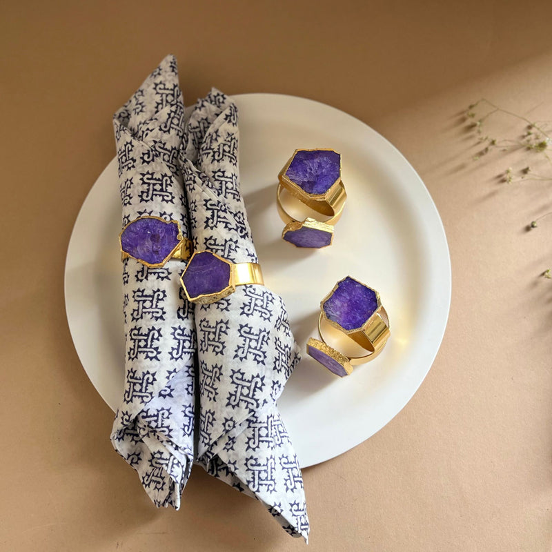 Napkin Ring - Suzzaine Handcrafted Agate Napkin Rings (Purple) - Set Of Six