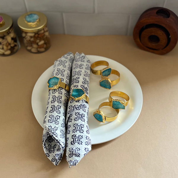 Napkin Ring - Suzzaine Handcrafted Agate Napkin Rings (Turquoise) - Set Of Six