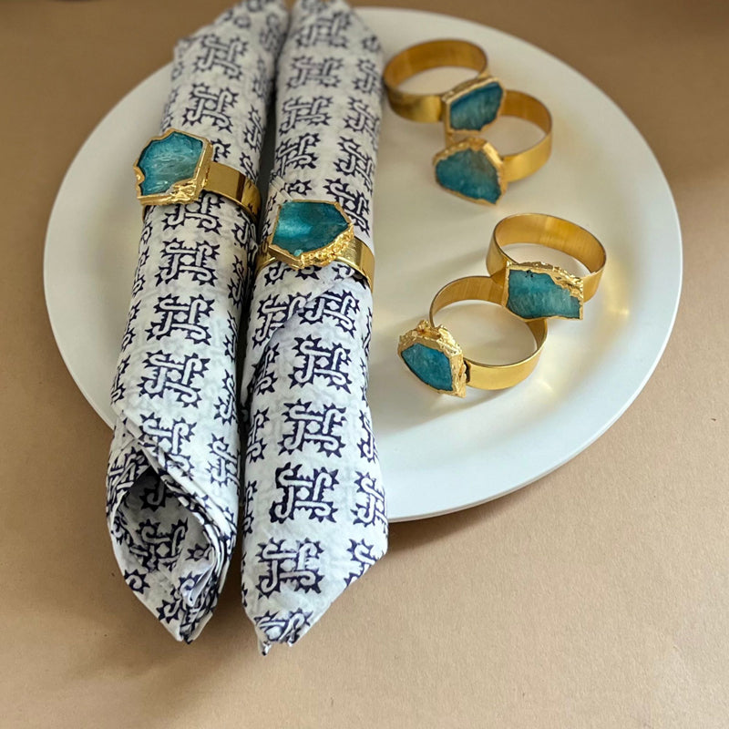 Napkin Ring - Suzzaine Handcrafted Agate Napkin Rings (Turquoise) - Set Of Six