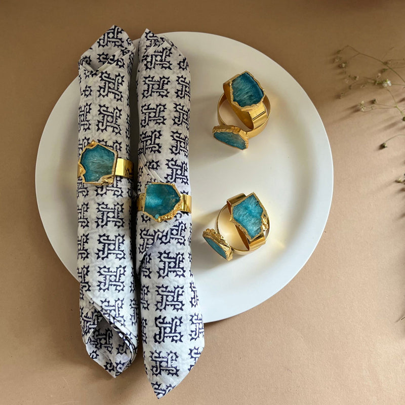 Napkin Ring - Suzzaine Handcrafted Agate Napkin Rings (Turquoise) - Set Of Six