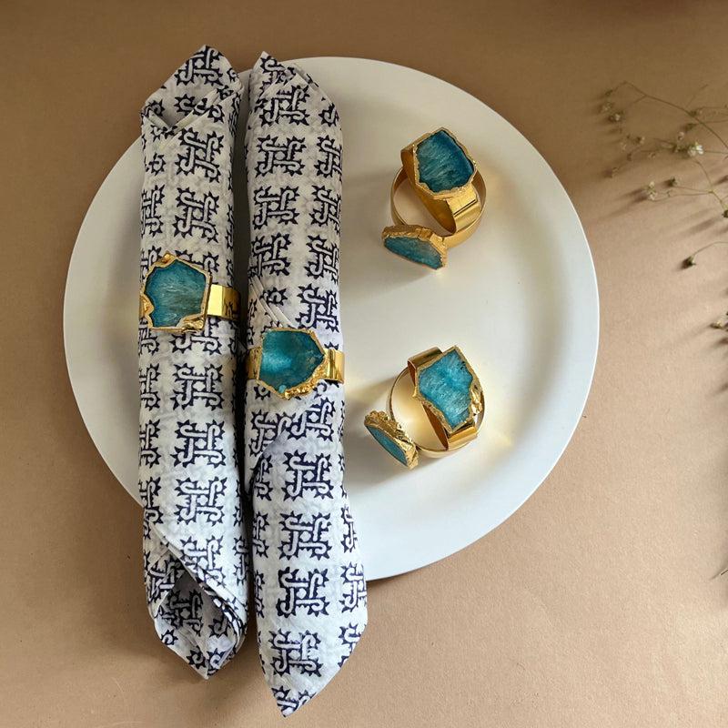 Buy Suzzaine Handcrafted Agate Napkin Rings (Turquoise) - Set Of Six Napkin Rings from Vaaree