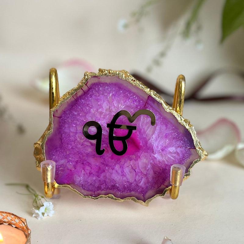 Buy Ik Onkar Handcrafted Agate Religious Accent - Pink Festive Accents from Vaaree