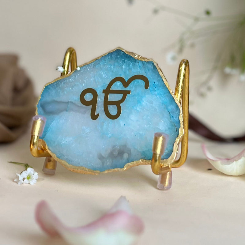 Buy Ik Onkar Handcrafted Agate Religious Accent - Turquoise Festive Accents from Vaaree