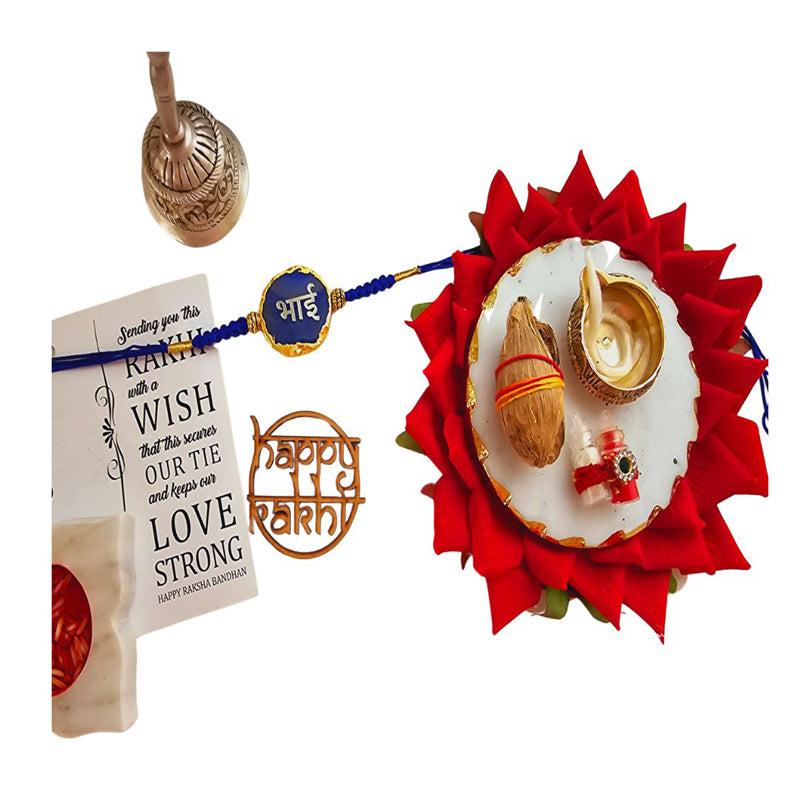 Buy Bhai Behen Bond Blue Agate Rakhi Gift Set Rakhi Hamper from Vaaree