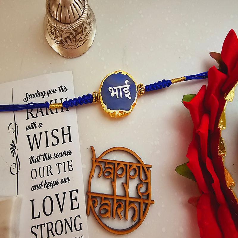 Buy Bhai Behen Bond Blue Agate Rakhi Gift Set Rakhi Hamper from Vaaree