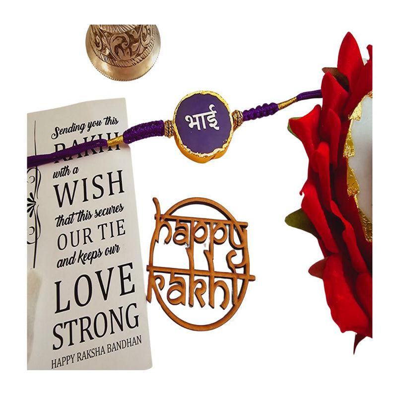 Buy Bhai Behen Bond Purple Agate Rakhi Gift Set Rakhi Hamper from Vaaree