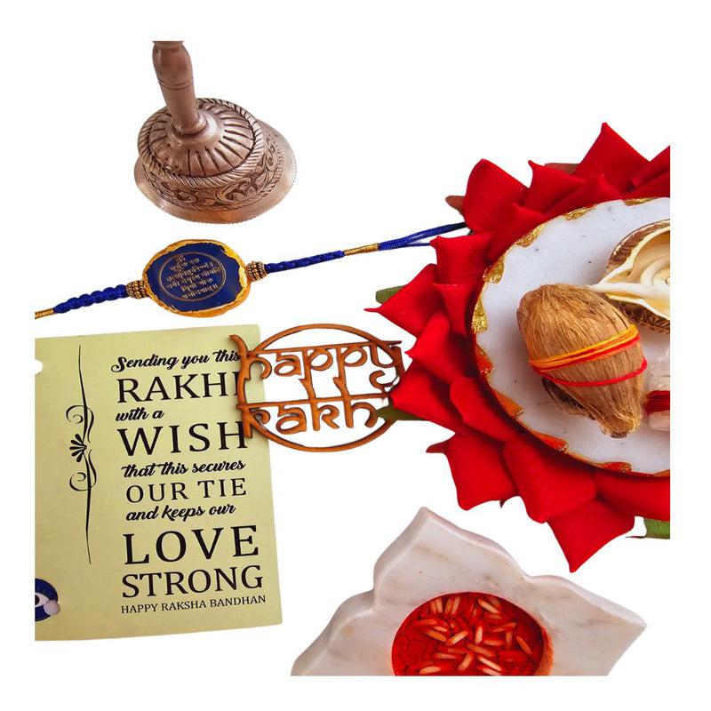 Buy Gayathri Mantra Blue Agate Rakhi Gift Set Rakhi Hamper from Vaaree