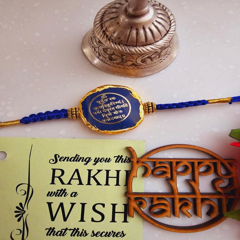 Buy Gayathri Mantra Blue Agate Rakhi Gift Set Rakhi Hamper from Vaaree