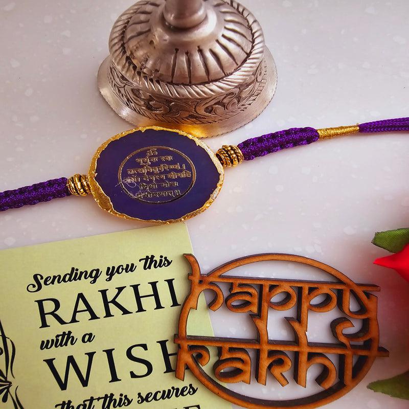 Buy Gayathri Mantra Purple Agate Rakhi Gift Set Rakhi Hamper from Vaaree