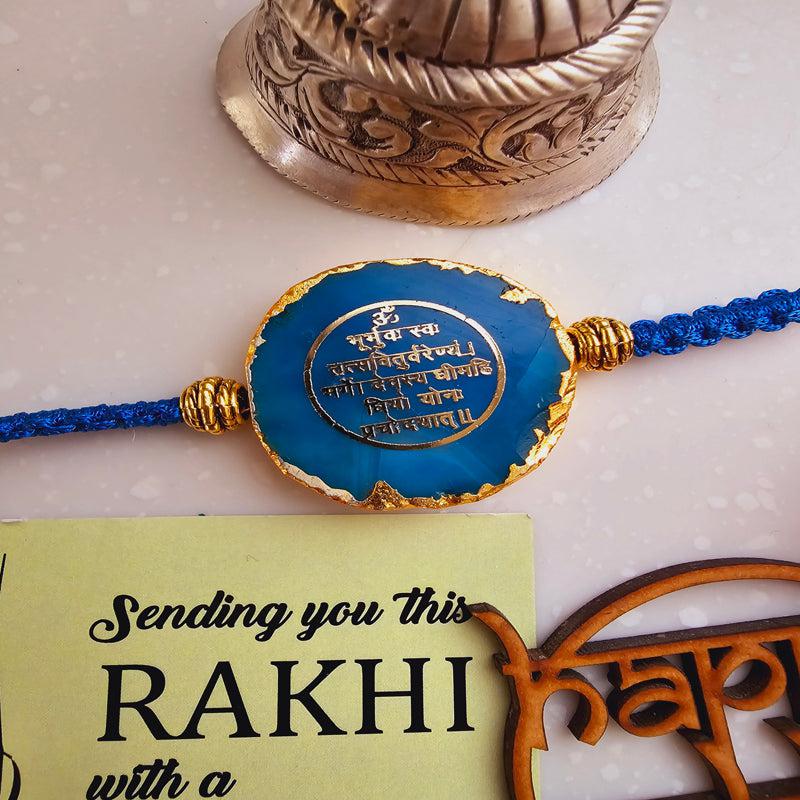 Buy Gayathri Mantra Turquoise Agate Rakhi Gift Set Rakhi Hamper from Vaaree