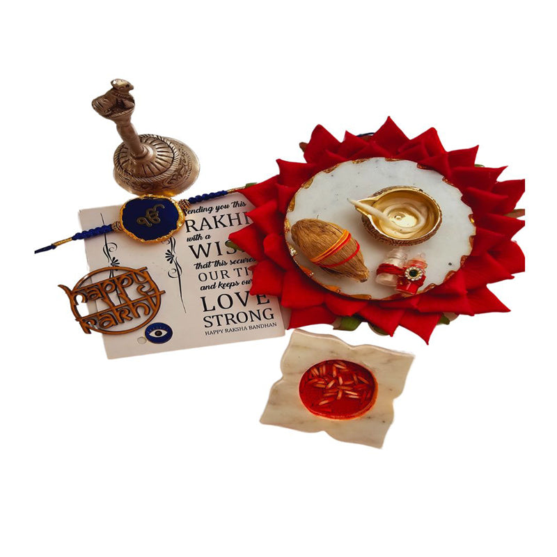 Buy Ik Onkar Dark Blue Agate Rakhi Gift Set Rakhi Hamper from Vaaree