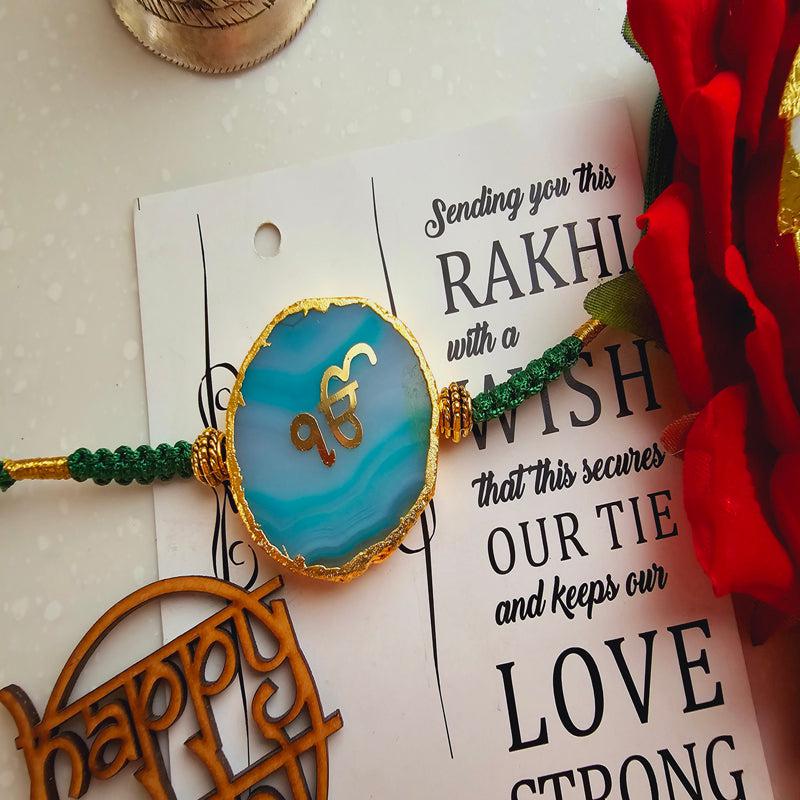 Buy Ik Onkar Green Agate Rakhi Gift Set Rakhi Hamper from Vaaree