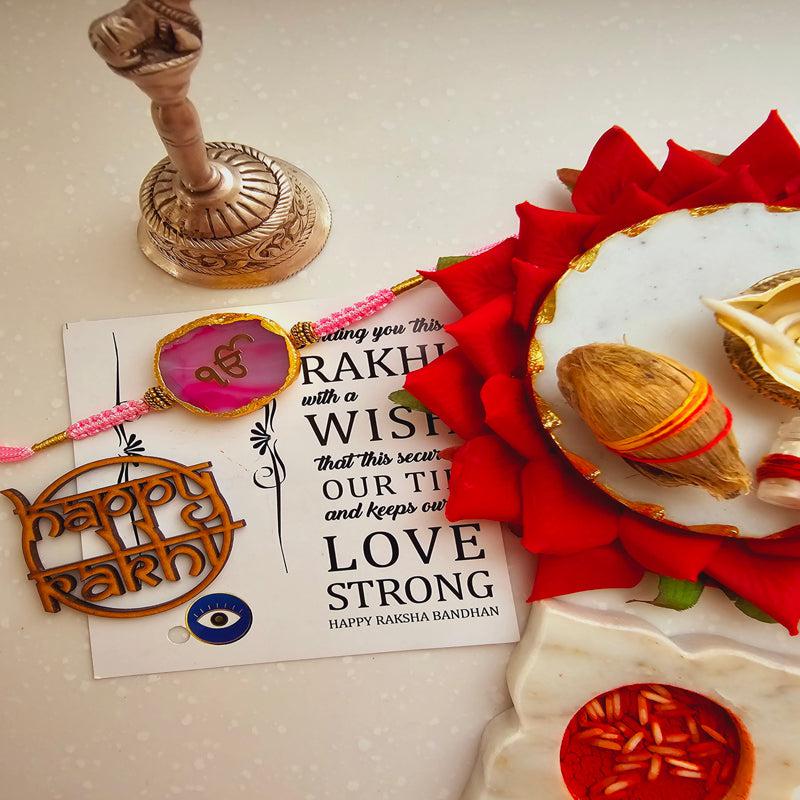 Buy Ik Onkar Pink Agate Rakhi Gift Set Rakhi Hamper from Vaaree