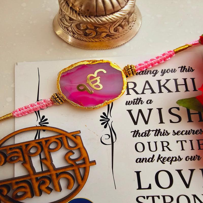 Buy Ik Onkar Pink Agate Rakhi Gift Set Rakhi Hamper from Vaaree