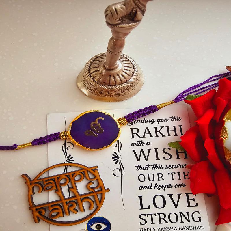 Buy Ik Onkar Purple Agate Rakhi Gift Set Rakhi Hamper from Vaaree