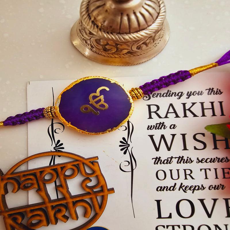 Buy Ik Onkar Purple Agate Rakhi Gift Set Rakhi Hamper from Vaaree