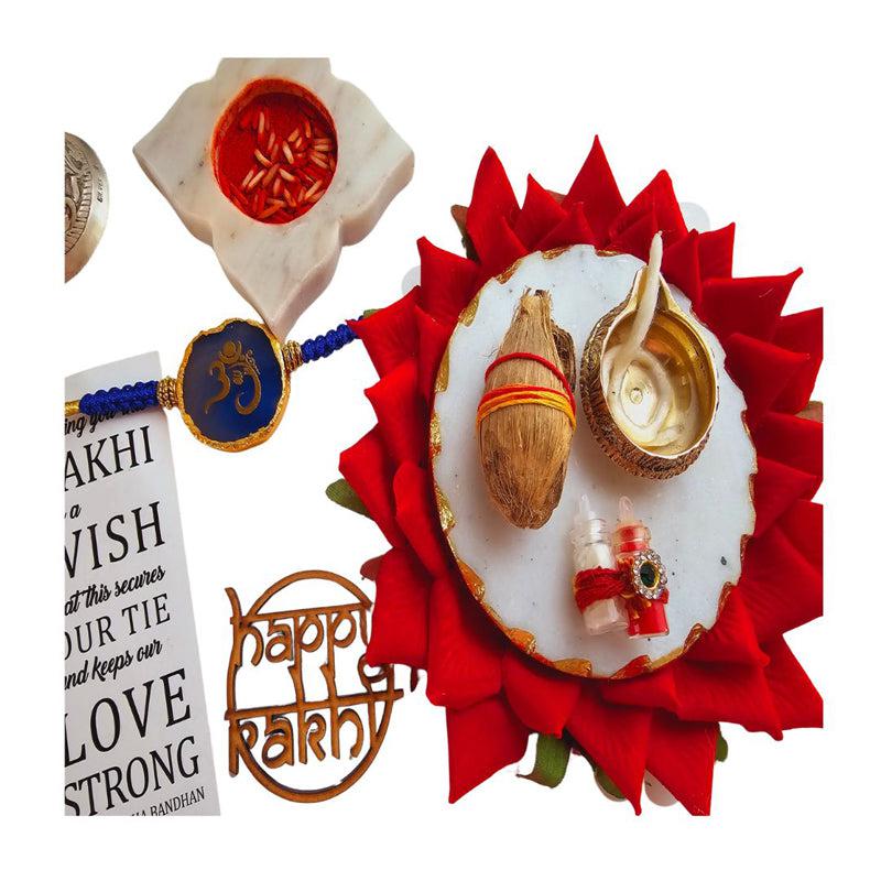 Buy Om Ganesha Blue Agate Rakhi Gift Set Rakhi Hamper from Vaaree