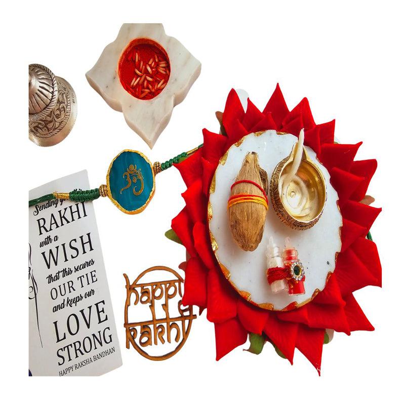 Buy Om Ganesha Green Agate Rakhi Gift Set Rakhi Hamper from Vaaree