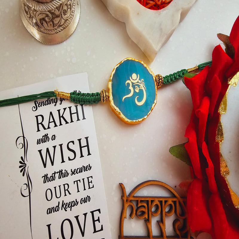 Buy Om Ganesha Green Agate Rakhi Gift Set Rakhi Hamper from Vaaree