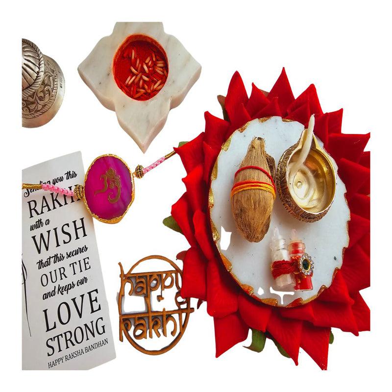 Buy Om Ganesha Pink Agate Rakhi Gift Set Rakhi Hamper from Vaaree