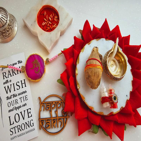 Buy Om Ganesha Pink Agate Rakhi Gift Set Rakhi Hamper from Vaaree