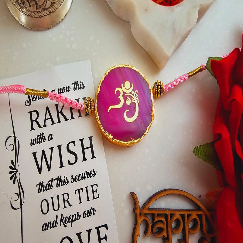 Buy Om Ganesha Pink Agate Rakhi Gift Set Rakhi Hamper from Vaaree