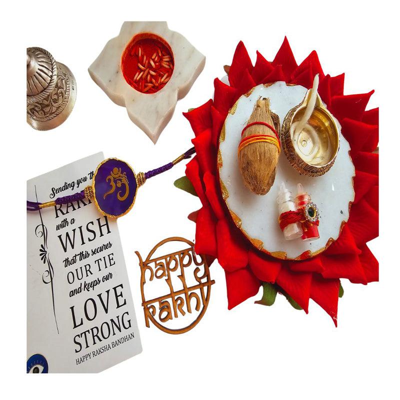 Buy Om Ganesha Purple Agate Rakhi Gift Set Rakhi Hamper from Vaaree