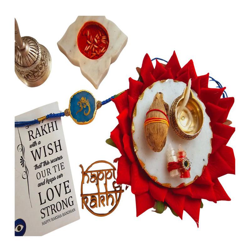 Buy Om Ganesha Turquoise Agate Rakhi Gift Set Rakhi Hamper from Vaaree