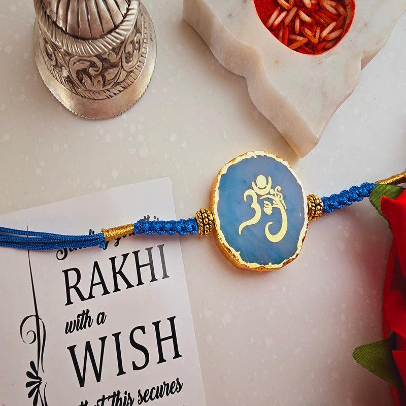 Buy Om Ganesha Turquoise Agate Rakhi Gift Set Rakhi Hamper from Vaaree