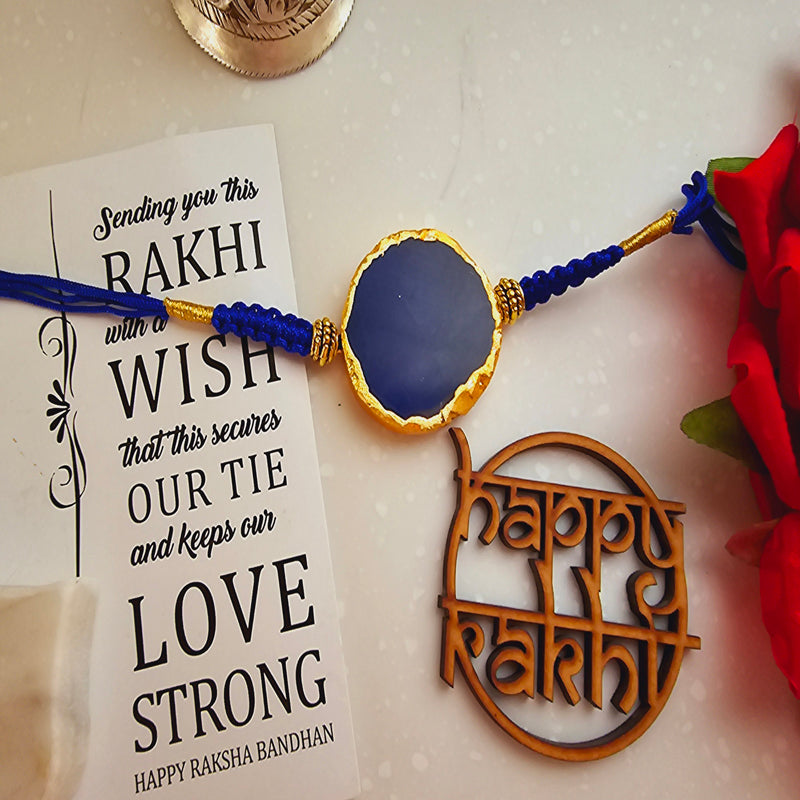 Bhai Behen Bond Dark Blue Agate Rakhi Gift for Brother-1