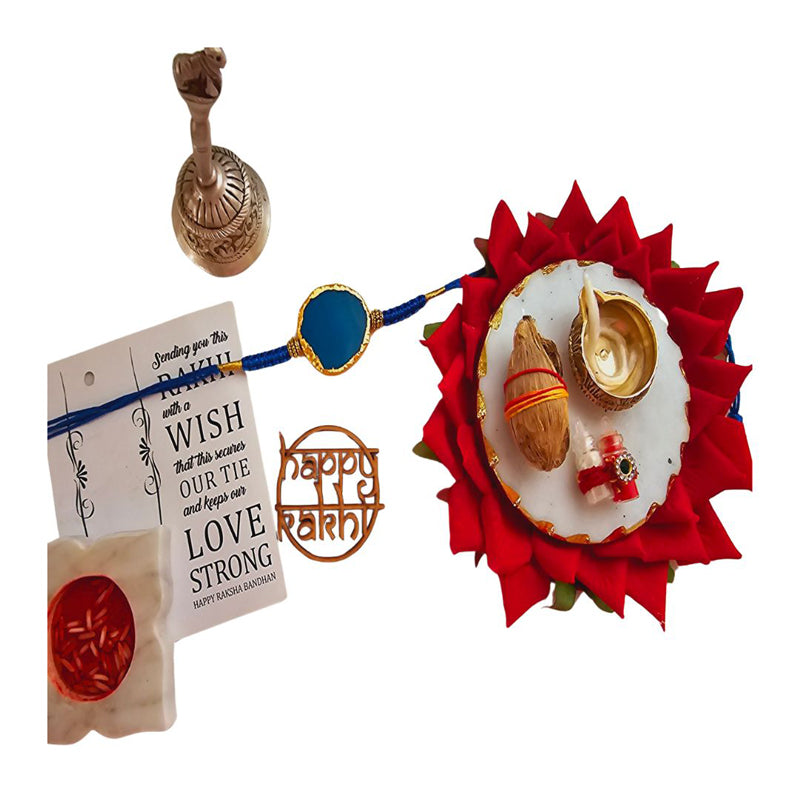 Buy Bhai Behen Bond Turqoisue Agate Rakhi Gift Set Rakhi Hamper from Vaaree