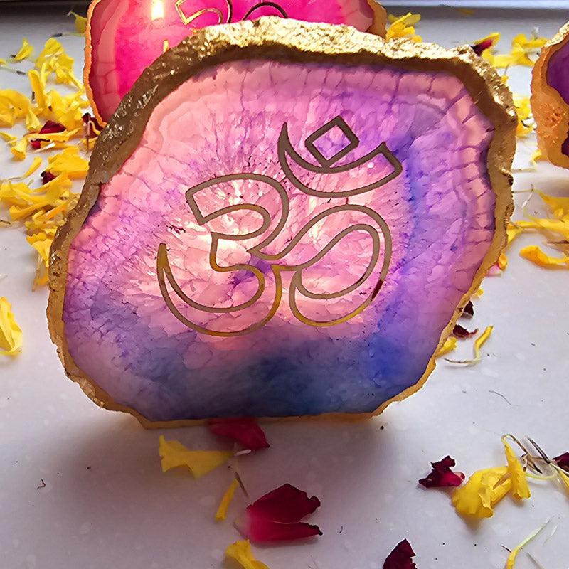 Buy Festive Om Tealight Candle Holder - Violet Gift Box from Vaaree