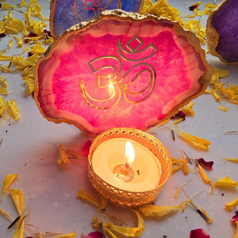 Buy Festive Om Tealight Candle Holder - Pink Gift Box from Vaaree