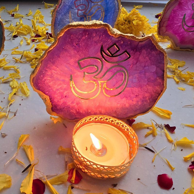 Buy Festive Om Tealight Candle Holder - Purple Gift Box from Vaaree