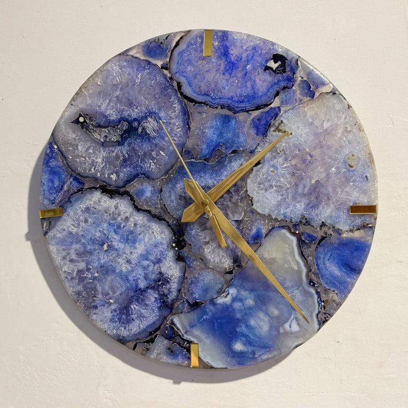 Wall Clock - Obelia Handcrafted Agate Wall Clock - Blue