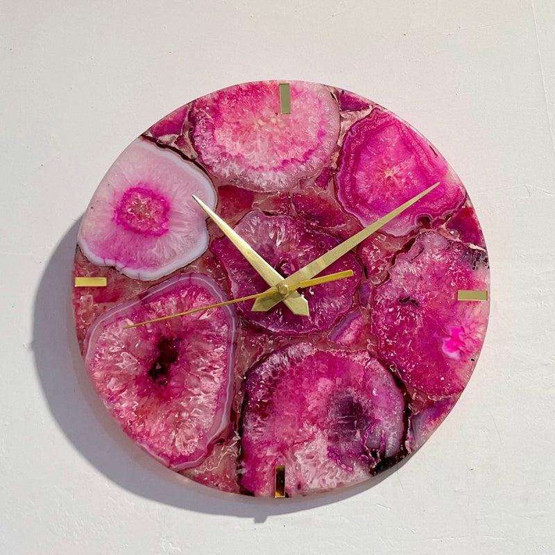 Buy Obelia Handcrafted Agate Wall Clock - Pink Wall Clock from Vaaree