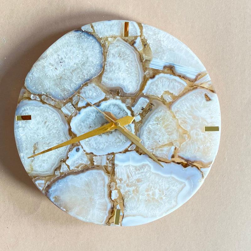 Buy Obelia Handcrafted Agate Wall Clock - White Wall Clock from Vaaree