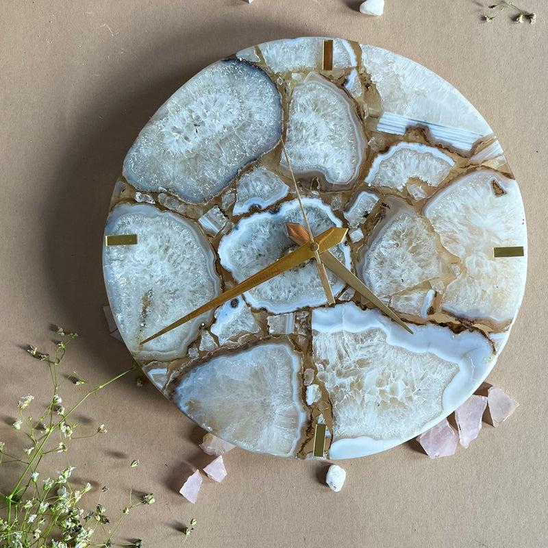 Buy Obelia Handcrafted Agate Wall Clock - White Wall Clock from Vaaree