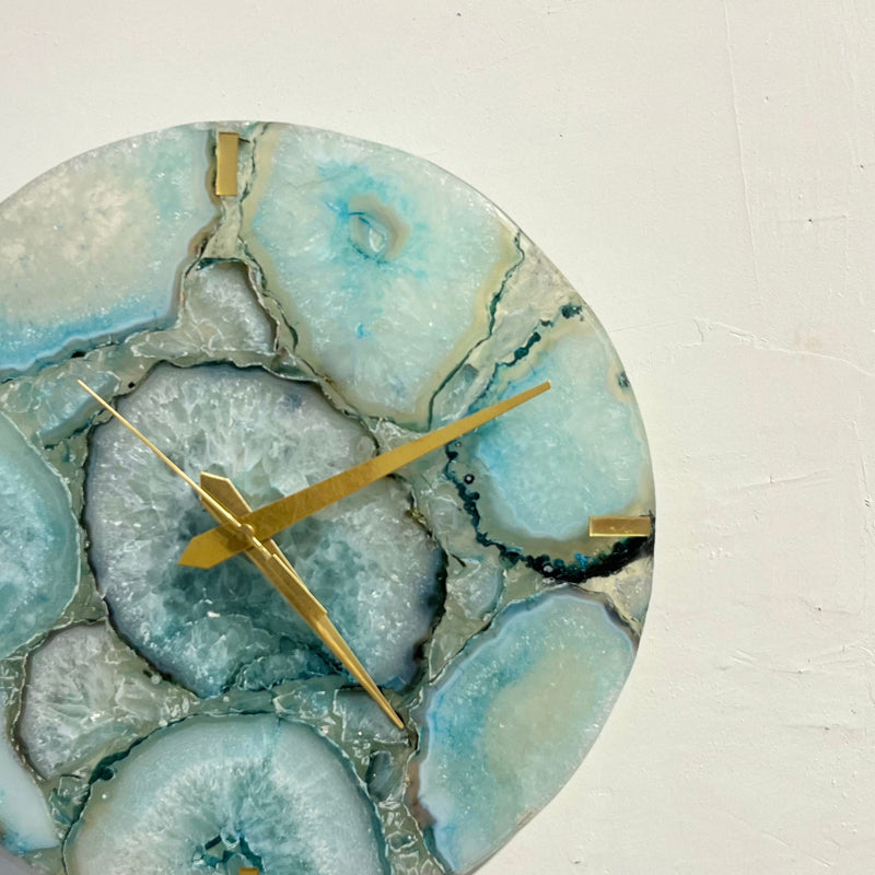 Wall Clock - Obelia Handcrafted Agate Wall Clock - Turquoise