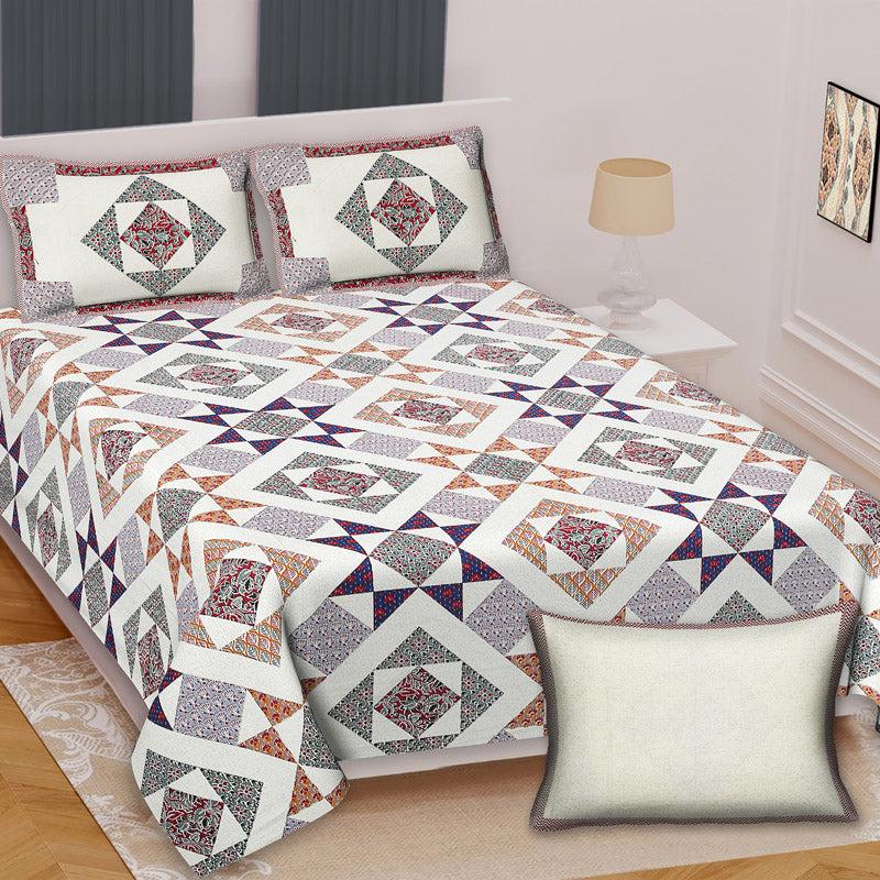 Buy Gramio Geometric Bedsheet - Grey & Brown Bedsheets from Vaaree