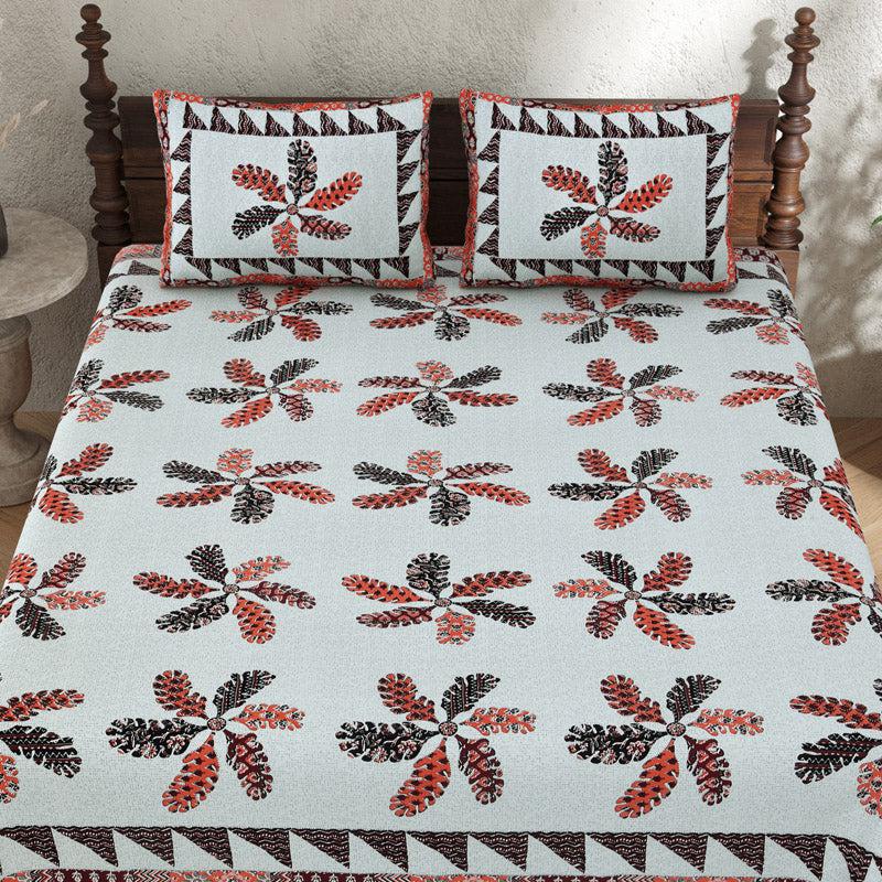 Buy Chakra Floral Bedsheet - Brown & White Bedsheets from Vaaree