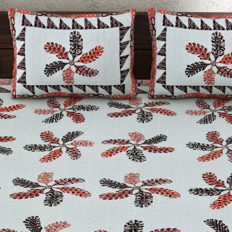 Buy Chakra Floral Bedsheet - Brown & White Bedsheets from Vaaree