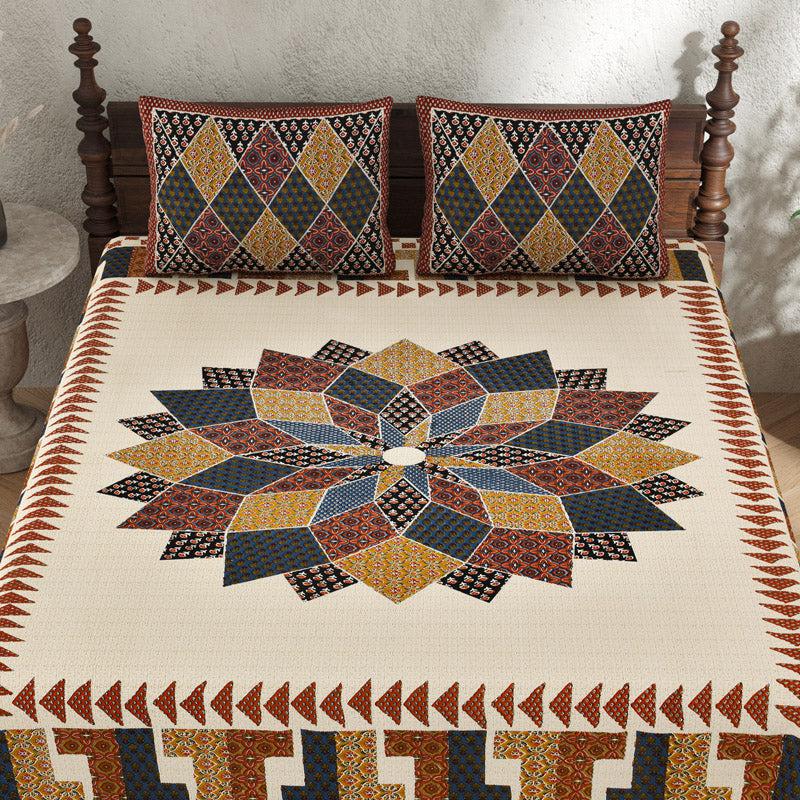 Buy Madhura Ethnic Bedsheet - Beige Bedsheets from Vaaree