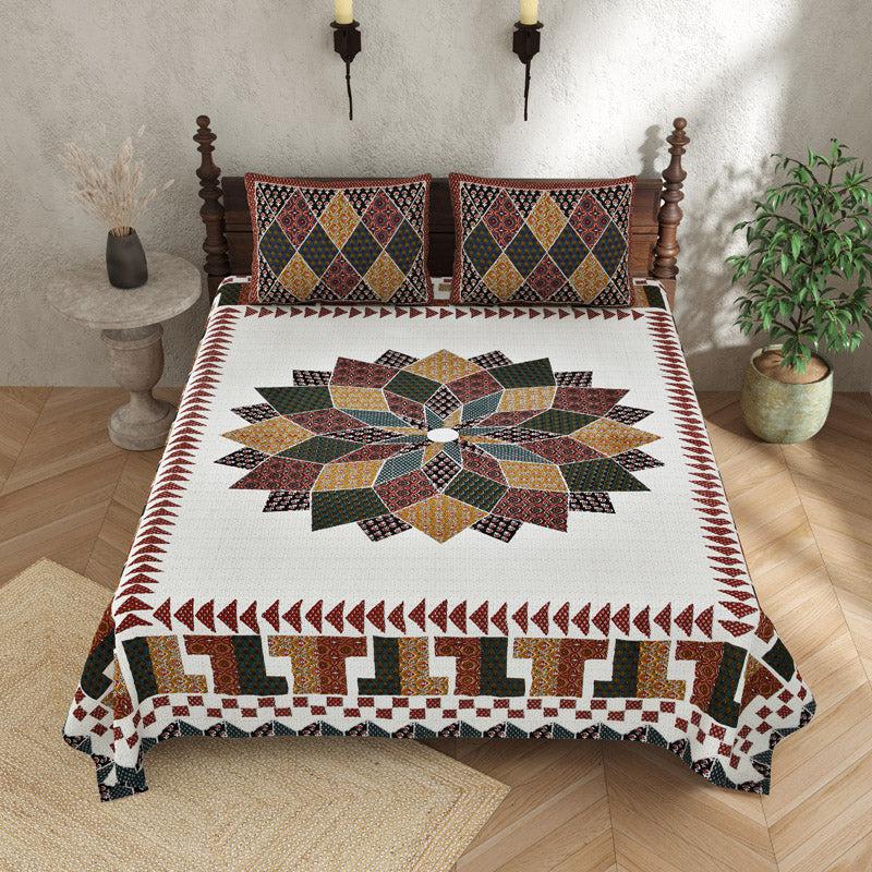 Buy Madhura Ethnic Bedsheet - Ivory Bedsheets from Vaaree