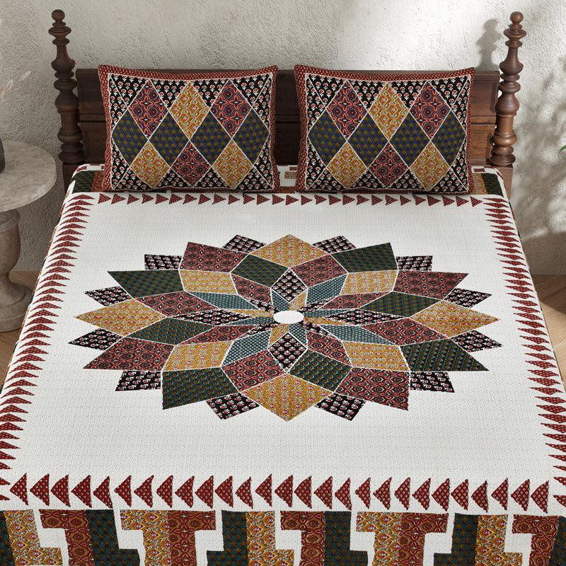 Buy Madhura Ethnic Bedsheet - Ivory Bedsheets from Vaaree